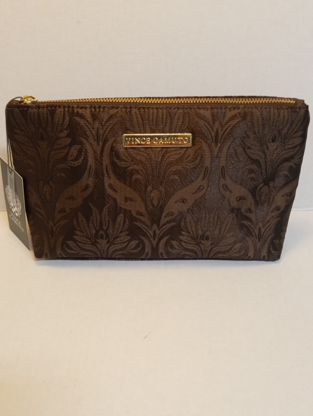 Vince Camuto Makeup Cosmetic Bag Color Coffee Flaw on tag wrote on one side